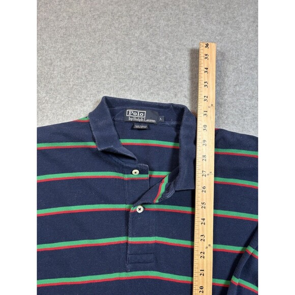 Polo by Ralph Lauren Polo Shirt Men's L Short Sleeve Blue Red Green Stripe - Picture 6 of 9